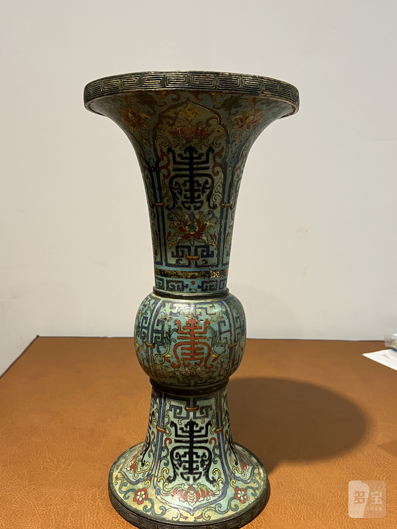 清乾隆 铜胎掐丝珐琅花觚 - 图2